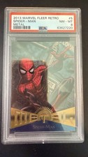 Spider-Man 2013 Fleer Retro Marvel Metal Spiderman #5 PSA 8 picture