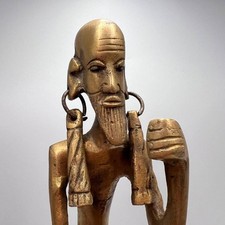 Vintage African Man Figurine Tribal Brass Statue 8.85 in (22.5 cm) Ethnic Art picture