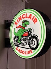 Sinclair Gasoline Dino Motorcycle Round Wall Sign – Gas & Oil Advertising picture