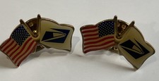 USA USPS Flags Lapel Pins Pinback Vintage Made In USA Post Office Qty 2 picture
