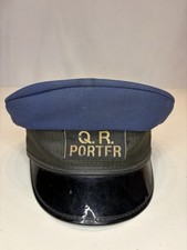 VINTAGE QLD RAILWAY PORTER NAVY BLUE HAT CAP BRISBANE MADE QR RAILWAY UNIFORM picture