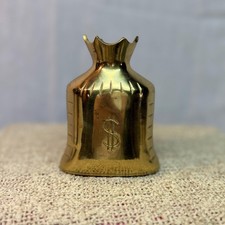 Vintage Skippy Peanut Butter Advertising Brass Money Bag Bank Promo Paperweight picture