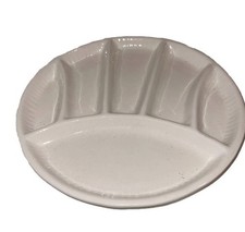 Cute VTG MCM Calif Pottery Divided Snack Fondue Paint Palette Plate White #2 picture