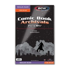 25 - BCW Archivals Regular / Silver 4-Mil Mylar Comic Book Bags 1-SIL-M4 7 ½” picture