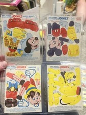 Vintage Walt Disney Character Joinies Lot 1940s Unpunched Mickey Donald Goofy picture