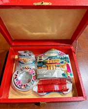 Vtg Made in Japan Table Top Smoking Set in Box Ash Tray Lighter Cigarette Box picture