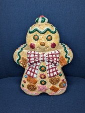 Vintage 1996 Jay Import Gingerbread Man Cookie Jar Ceramic Christmas w/ Lid picture