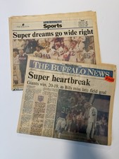 Buffalo Bills Wide Right Buffalo News Cover & Sports Page Jan 28 1991 Heartbreak picture