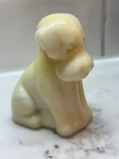 Vtg Pooch The Dog Degenhart Yellow Custard W/ White Slag Glass UV Glow Marked D picture