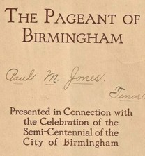1921 birmingham alabama historical pageant held at Avondale Park; script etc. picture