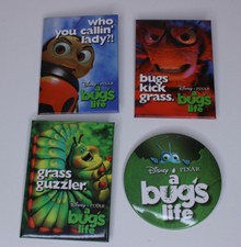 Pixar A Bug's Life Set of 4 Theatrical Promotional Pinback Buttons Vintage 1998 picture