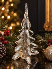Vintage Silvestri Iridescent Glitter Glass Christmas Tree 8