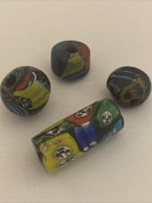 Vintage Venetian Trade Beads Murano Figural Face Glass Multicolor Lot of 4 picture