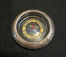 VINTAGE Villanova University glass and metal ashtray w/ color school seal OLD picture