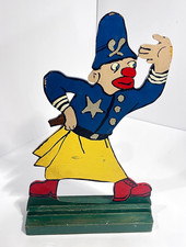 Vintage Folk Art Wooden Cop Clown Cutout Standee Painted Sign Keystone Cop picture