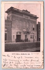 City Hall Dublin Georgia GA Street View 1907 Postcard picture