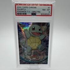 Topps 2000 Chrome Pokémon T.V. Spectra-Chrome Squirtle #7 PSA 8 (50328325) picture