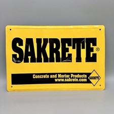 Vintage Sakrete Aluminum Embossed Sign 12x18, Yellow picture