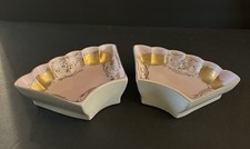 Vtg Lenwile Ardalt Pink Gold Fan Crescent Trinket Dishes Japan Moriage PRISTINE picture