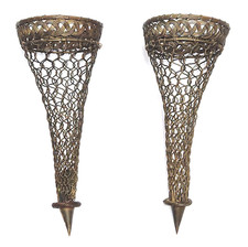 Pair of Antique French Woven Chainmail Brass Wall Pockets Ooh La La 12 1/4