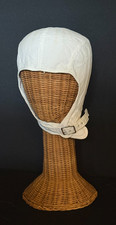 Vtg 1940s / 50s era US NAVY, MILITARY FLIGHT HAT w/ CHIN STRAP, White Cotton picture