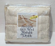 RARE NWT VTG Faribo 100% Wool Twin Blanket Satin Trim IVORY/Cream MADE IN USA picture