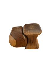 Vintage MCM Danish Modern Style Interlocking Wood Salt Pepper Shakers picture