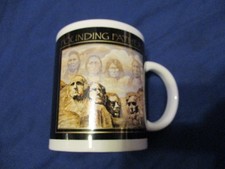 VTG David Behrens Founding Fathers Mt. Rushmore USA Art Ceramic Coffee Mug Cup picture