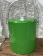 Vintage Barware Ice Bucket lime green clear lucite handle MCM retro Shelton Ware picture
