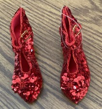 RUBY RED SLIPPER Ornament Sequin Wizard of Oz Dorothy Shoes Christmas 4” Gold picture