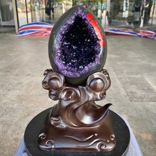 7.47LB Large Natural Amethyst geode quartz cluster crystal Egg specimen Healing picture