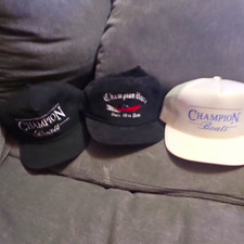 Vintage Champion Boats Trucker Hats Lot of 3 - 2 Black and 1 White Color picture