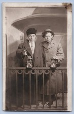 Antique RPPC Men with Railroad Lanterns Occupational c1910 Photo Postcard -1221 picture