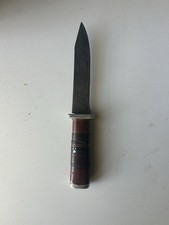 Antique 1940s WWll Battle Used Knife Theater Made with Leather Bearing Handle picture