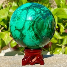 3LB Rare Natural Malachite Quartz Hand Carved Sphere Crystal Healing picture
