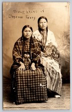 RPPC Photo Postcard Cheyenne Fanny Belles Native American Indians 1900s picture