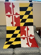 Vintage Maryland State Flag Nylon Sewn w. Grommets 35”x 60” picture