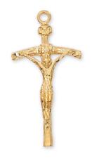 Gold Tone Sterling Silver Papal Crucifix Features 18in Long Chain Gift Boxed picture