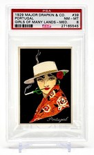 1929 Major Drapkin Tobacco Card - PORTUGAL Girls of Many Lands PSA 8 (#39 of 50) picture