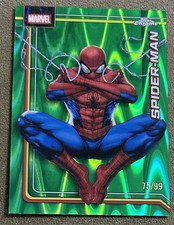 2026 Topps Chrome Marvel Comics Spider-Man Green Raywave Refractor Card #75/99 picture