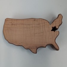 Handcrafted Mahogany USA Map Puzzle Trinket Box Wooden Keepsake Jewelry Storage picture