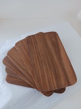 Vintage 1960s Mid Century Danish Modern Teak Wood Serving Board Tray Set of 6 picture
