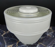 Vintage Tall Ceiling White & Clear Glass Shade 8