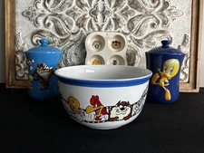 Looney Tunes Lot Of 4 - 2 Cookie Jars, Muffin Tin & Large Bowl (Tweety Taz Pepe) picture