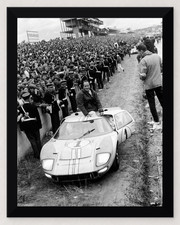 9.5X12 FRAMED 1966 DENNY HULME LE MANS FORD GT40 POST RACE PHOTO REPRO PRINT picture