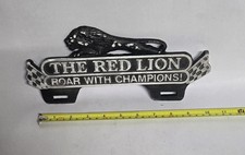 Vintage Cast Aluminum Red Lion Topper Car Club Plaque picture