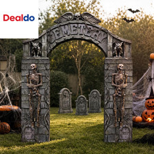 7 Piece Halloween Cemetery Archway Tombstone Skeleton Decorations Set picture