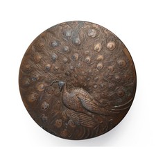 Peacock Trinket Box Jewelry Box Vintage Art Nouveau Copper Covered Metal picture