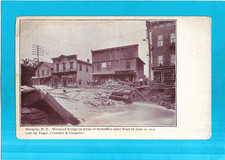 Disaster Postcard-Flood-Wrecked Bridge in Front of P.O.-1905-Moravia, NY. picture