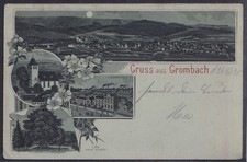 76989) Moonlight Litho Postcard Greetings from Grombach Krombach Siegen Brewery 1895 picture